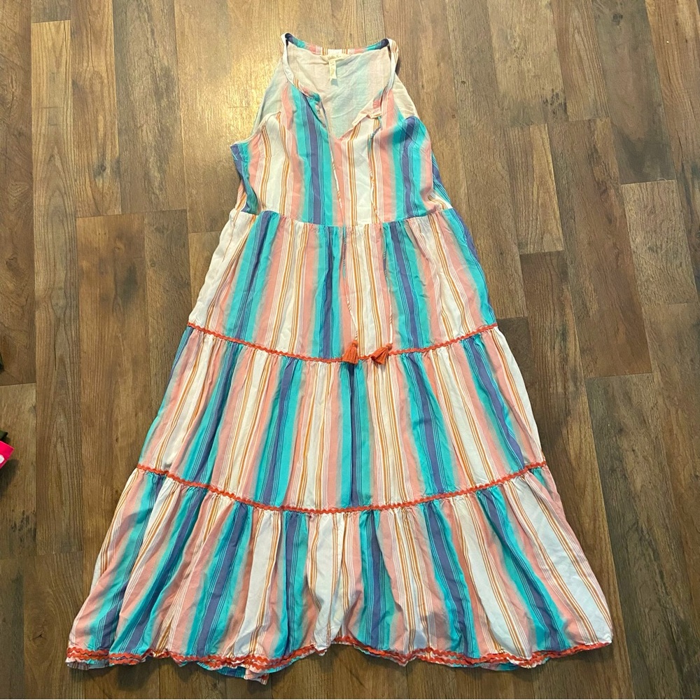 Matilda Jane Womens large striped tiered maxi dress